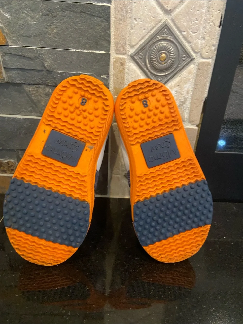 Kids Navy, White & Orange Athletic Sneakers